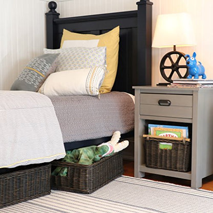 The Basket Lady Underbed Wicker Storage Basket, M, Walnut Brown - color: Antique Walnut Brown, size: Medium