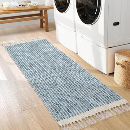 Lahome Boho Bathroom Runner Rug, 2x6 Washable Rugs for Kitchen Hallway - color: Blue/Multi, size: 2' x 6' (Runner)