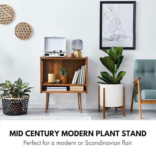 Fox & Fern Large Adjustable Plant Stand Indoor, Bamboo Stand, 11 - 15 Inch - color: Polished Bamboo, size: 11 - 15 Inch
