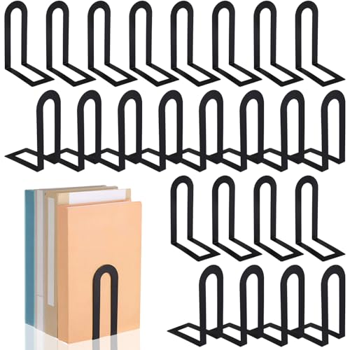 Chunful 24 Pcs Black Metal BookEnds Shelves, 5.5 x 3.75 x 2.25 in - color: Black, size: 5.5*3.75*2.25inch