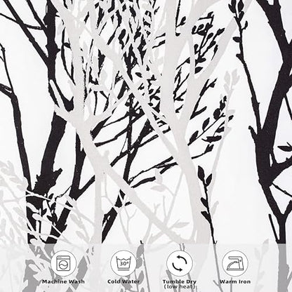 DriftAway Tree Branch Lined Valance Double Layer Blackout Thermal Insulated Abstract Ink Printing Window Curtain Valance Rod Pocket 52 Inch by 14 Inch Plus 2 Inch Header Black White 1 Pack - color: Black White, size: 52"W x 14"L (Pack of 1)