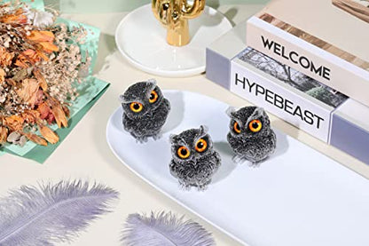 Jovivi 2.5" Black Obsidian Crystal Owl Statue Hand Carved Resin Figurines - color: Black Obsidian