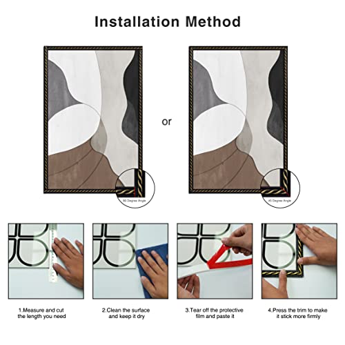 Colamo 16.4FT Gilded Black Peel and Stick Trim Caulk Strip,Flexible Adhesive Moldings & Trims for Wall/Mirror/Ceiling/Window and Door Frame,Stick on Backsplash Tile Trimming,Sticky Edge,Side Body Trim - color: Gilded Black