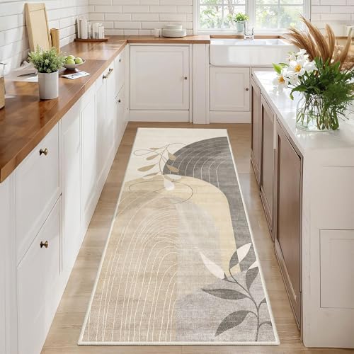 MUJOO Washable Runner Rug 2x6 Area Rug Non Slip Mid Century Modern - color: Beige（modern）, size: 2' x 6' (Rectangular)