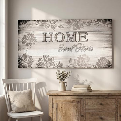 HUADAOART Home Sweet Home Canvas Wall Art – Framed Inspirational Quote Print for Living Room Entryway Farmhouse Decor Waterproof 20x40 Inch - size: 40"L x 20"W