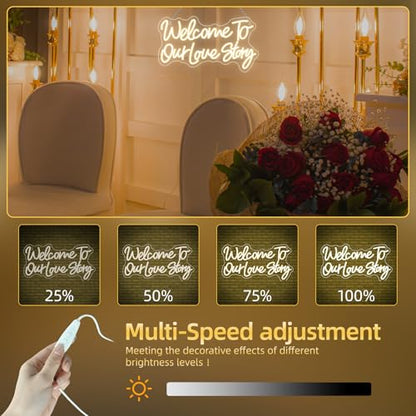 Welcome to Our Love Story Neon Sign Wedding Warm White Led Lights - color: Colorful-A-welcome to our lovestory