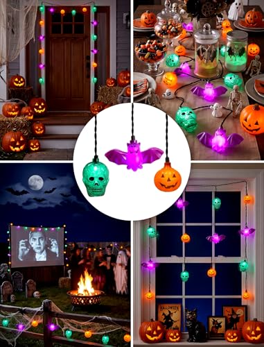 8.5FT Halloween String Lights with 10 LED Dropping Pumpkin/Skull/Bat Lights - color: Dropping Pumpkin/Sull/Bat Lights