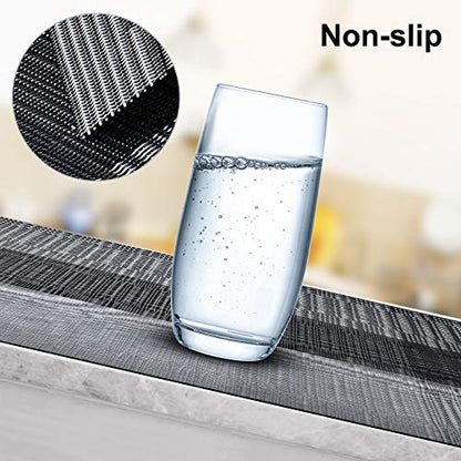 Aofmee Placemats, Placemats Set of 6, Heat Resistant Place Mats, Washable PVC Table Mats, Woven Vinyl Plastic Placemats for Dining Table, Non-Slip Stain Resistant Kitchen Table Placemats Easy to Clean - color: Black, size: Set of 6