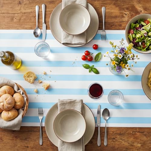 AmazingSpark Striped Table Runner Roll,Light Blue,50' Long X 16" Wide - color: Light Blue, size: 50' Long X 16" Wide