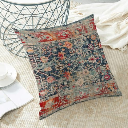 Carpet Rug Navy Blue Red Boho Throw Pillow Covers 16x16 Set of 2 - color: Boho-19, size: 16" x 16" (Pack of 2)