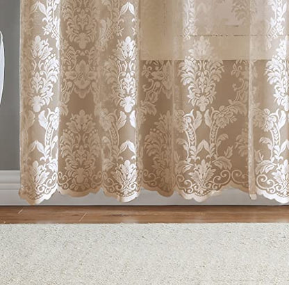 LinenZone 102 x 84 Lace Linen Patio Door Curtains. (Fiona, 102 x 84 Linen) - color: Linen, size: 102"W x 84"L (Pack of 1)