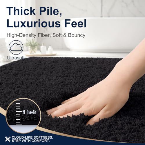 OLANLY Microfiber Large Bathroom Rugs 40x32, Soft Absorbent Bath Mat, Black - color: Black, size: 40" X 32"