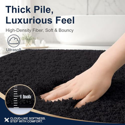 OLANLY Microfiber Small Bathroom Rugs 24x16, Soft Absorbent Bath Mat, Black - color: Black, size: 24" X 16"