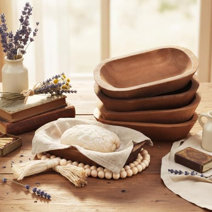 LemonRoad 12 Pcs Wooden Dough Bowl Making Wood Beads Table
