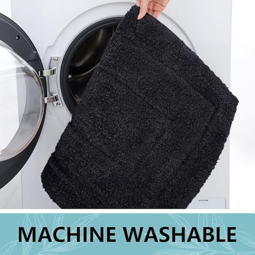 Buganda Microfiber Bathroom Rugs 44x24, Soft Shaggy Absorbent Bath Rugs - color: Black, size: 44" X 24"
