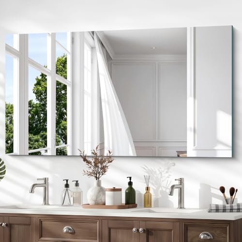 30x55 Inch Frameless Mirror, Large Rectangle Bathroom Mirrors for Wall - color: Frameless, size: 30"L x 55"W