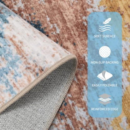 GarveeHome Modern Abstract Runner Rug 2.5x8 Hallway Rug Yellow - color: Wind/Cloud, size: 2.5' x 8'