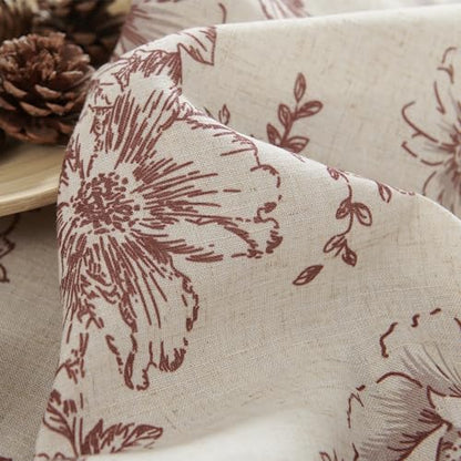 jinchan Red Floral Linen Kitchen Tier Curtains and Valance Set 3 Pieces - color: Alice | Red on Linen, size: 26"W x 36"L (Pack of 3)