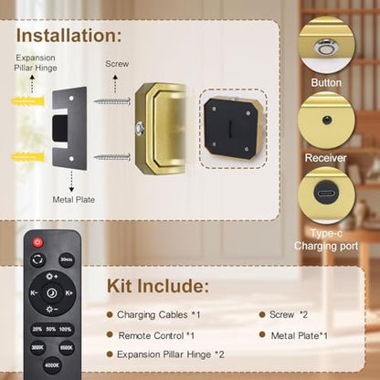HISTAR Gold Battery Operated Wall Sconce, Wireless Wall Light for Picture - size: 20.5 Inch-1PK