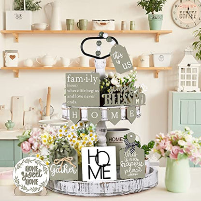 FairySandy 11 Pcs Tiered Tray Decor Farmhouse Set, Classic - style: Classic