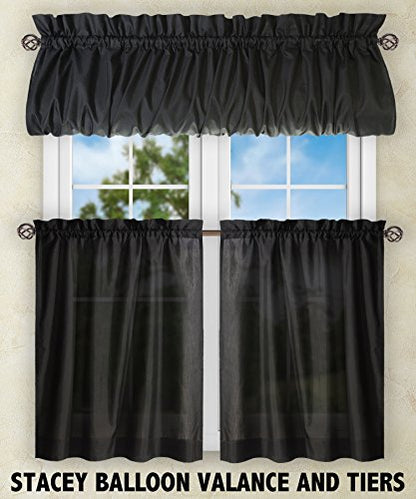 Ellis Curtain Stacey 54-by-13 Inch Ruffled Filler Valance (Black) - color: Black