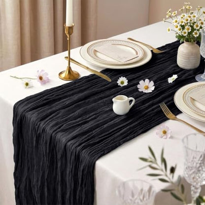 10 Pack Black Cheesecloth Table Runner 17 x 108 Inch - color: Black, size: 10Pcs - 9 Ft
