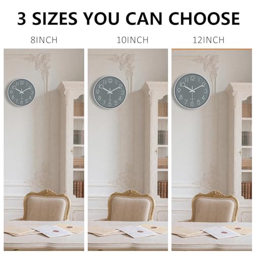 Modern Silent Wall Clock - 12 Inch Wall Clocks Battery Operated Large Number, Non-Ticking Analog Clock with Tempered Glass Quartz Clocks for Living Room Bedroom Office Kitchen, Grey - color: Gray, size: 12 Inch