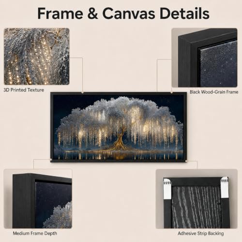 Framed Black Gold Tree of Life Abstract Canvas Wall Art 20x40 Inch - color: Tree of Life, size: 40"L x 20"W