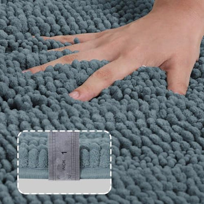Turquoize Small Bathroom Rug 17x24, Absorbent Chenille Bath Rug, Stone Blue - color: Stone Blue, size: 17" x 24"