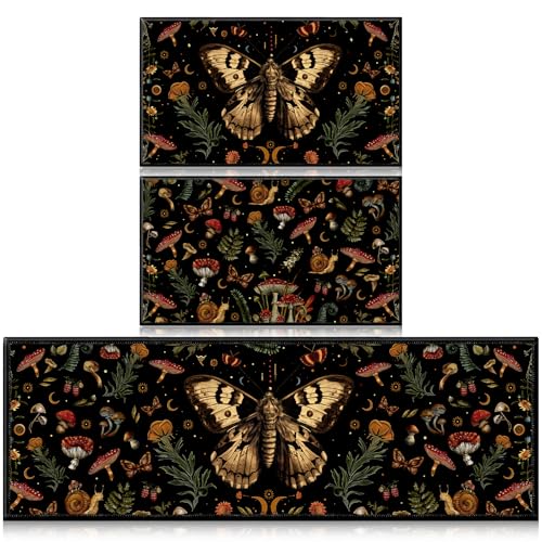 Mushroom Rug Kitchen Decor Set of 3 Non Slip Washable Door Mat