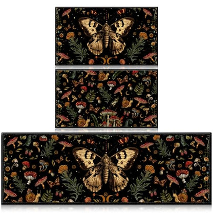 Mushroom Rug Kitchen Decor Set of 3 Non Slip Washable Door Mat