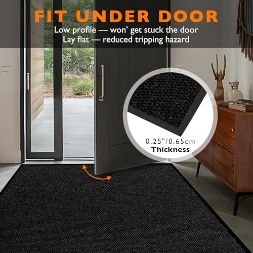 koloko 2ft x 11ft Durable Dirt Trapper Front Door Mat Outside Entrance - color: Black Pebble, size: 2 FT x 11 FT