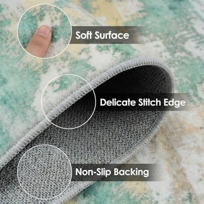Kitchen Rugs Sets of 3 Non Slip Washable Mats for Floor, Green - color: Green