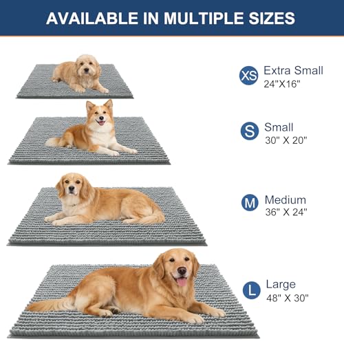 OLANLY Dog Door Mat for Muddy Paws 30x20, Extra Absorbent Chenille Mud Mat - color: Grey, size: 30" X 20"