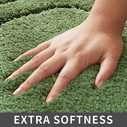 COSY HOMEER Plush Non-Slip Bath Mat, Green, 20" x 32" - color: Green, size: 20" x 32" (Oval)