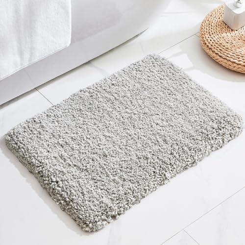 Disolla Gray Bathroom Rugs 17x24, Microfiber Non-Slip Plush Small Bath Mat - color: Grey, size: 1'5" x 2' (17''x24'' Mini Bathroom Rug)