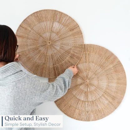 CHI AN HOME Wicker 23 Inch Jute Wall Decor Baskets, Set of 6 Extra Large Woven Jute Wall Plates, 23",21",15",13",12,10", Decorative Baskets for Wall Arts, Wall Hanging for Bedroom, Living Room, Office
