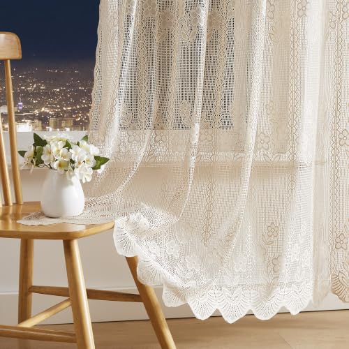 Warm Home Designs Pair of 2 54 x 84 Gold Crochet Curtains. SIC Linen 84” - color: Linen, size: 54"W x 84"L (Pack of 2)