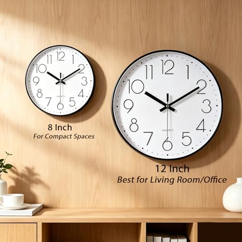 jomparis 12 Inch Wall Clock Silent Non Ticking Battery Operated Quartz Modern Decorative Round Wall Clock for Office Classroom School (Black) - color: 1 Pack - Black, size: 12 Inch