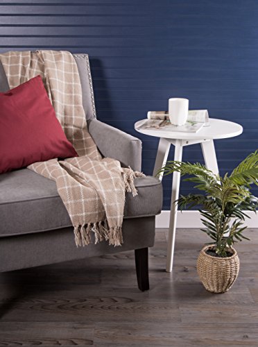 DII Transitional Checked Plaid Woven Throw, 50x60, Stone - color: Stone, size: 50x60"