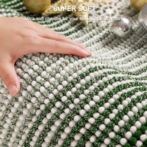 BSICPRO Bathroom Rugs Sets 2 Piece, Non Slip Striped Bath Mat, Hunter Green - color: Hunter Green, size: 20" x 32" Plus 16" x 24"