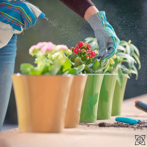 Santino Self Watering Planters Arte 4.3 Inch Green-Gold/White Flower Pots Set of 4 - color: Green-gold/White - Set of 4, size: 4.3-Inch