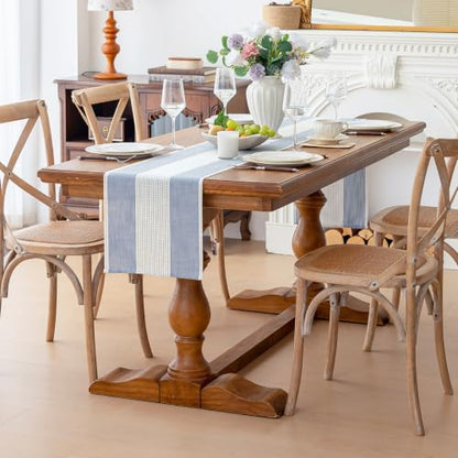 Line Macrame Table Runner, Blue Table Runners 36 Inches Long - color: Blue, size: 13"x36"