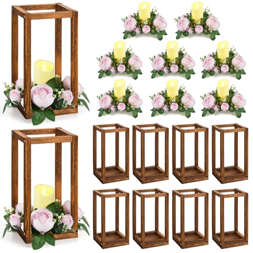 30 Pcs Wedding Lantern Centerpiece with Candle Holders, Light Pink Flower - color: Light Pink Flower