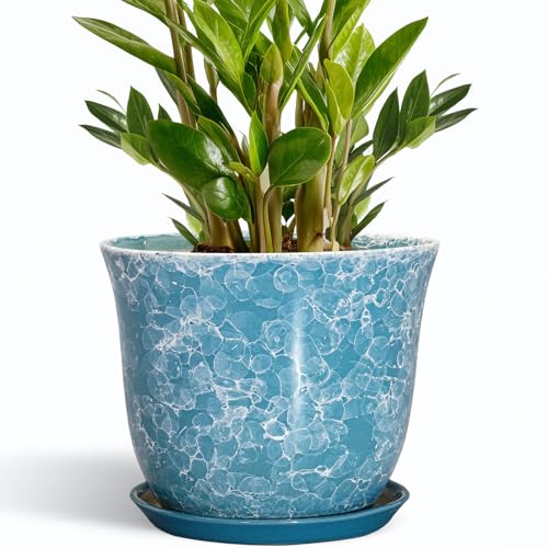 Ceramic Planter, 10 Inch Plant Pot for Indoor, Blue - color: Gemstone Blue, size: 10 Inch