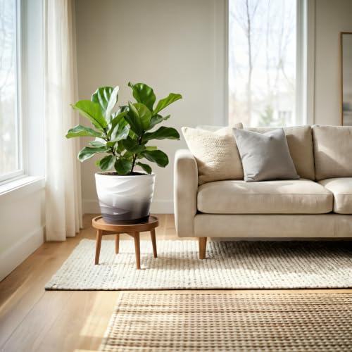 8 Inch Ceramic Plant Pot,Dark Gray+White - color: Dark Gray + White, size: 8 Inch-1 Pack