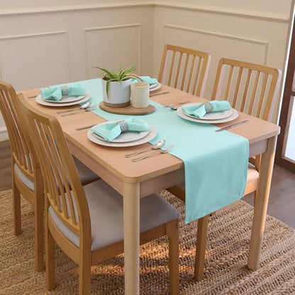 Encasa XO Table Runner, Cotton Canvas Dining Runner 13"x72" - color: Egg Blue, size: 13x72 in