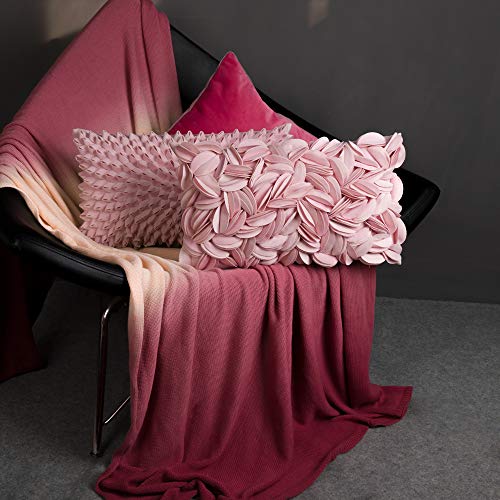 KINGROSE 3D Flower Throw Pillow Cover, 12 X 20 Inches, Velvet, Pink - color: Pink - Velvet