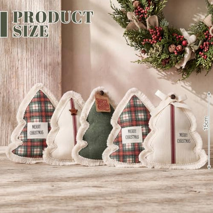 Wenqik 5 Pcs Stuffed Christmas Tree Decoration, Mini Christmas Table Decor - style: Buffalo Plaid
