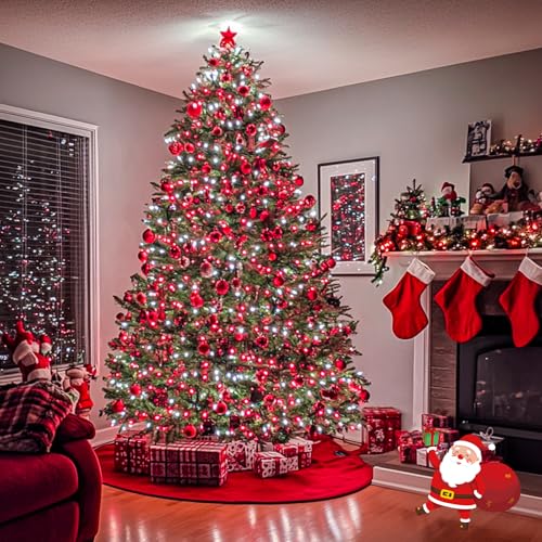 JMEXSUSS163ft 500 LED Red and White Christmas Lights Plug in with 8 Modes - color: Red White, size: 500 LED